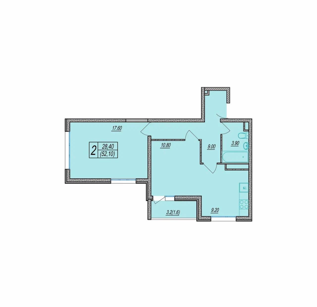 квартира 55 м² — Фрукты, Сириус, Сочи